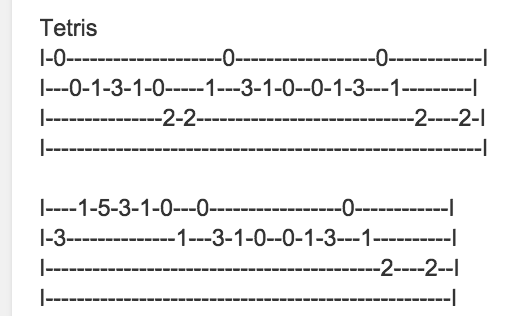 Tablature ukulele debutant tetris